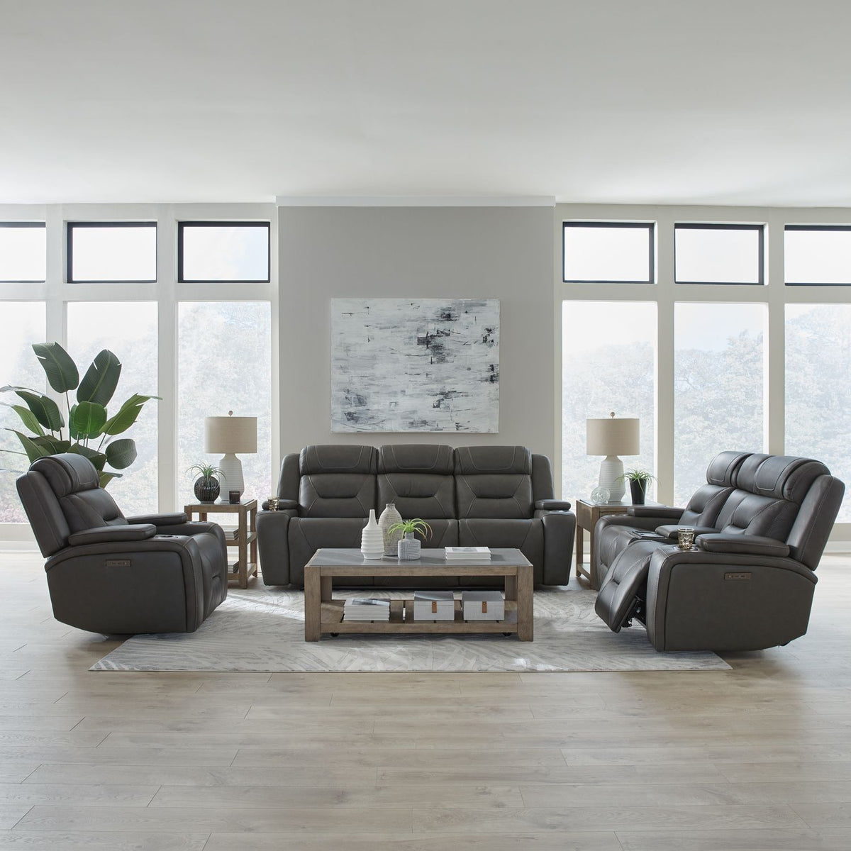 7019CO-UPH-SOLOREC - Sofa w/ Loveseat & Recliner - Liberty Furniture