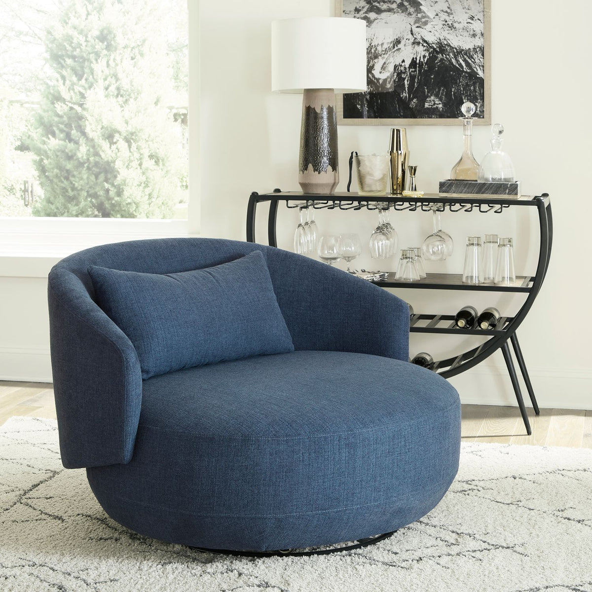 708-ACH15-N - Uph Swivel Cuddler Chair - Midnight - Liberty Furniture