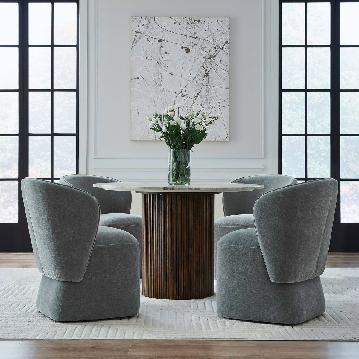 730-ADC90-SP - Accent Dining Chair w/ Casters - Sapphire - Liberty Furniture