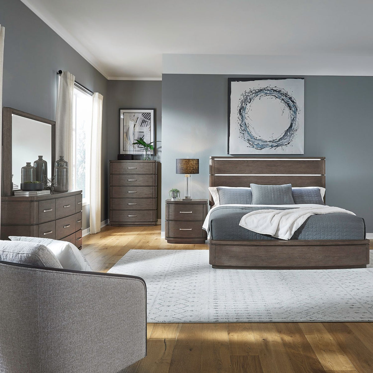 732-BR-CPDMCN - King California Panel Bed, Dresser & Mirror, Chest, Night Stand - Liberty Furniture