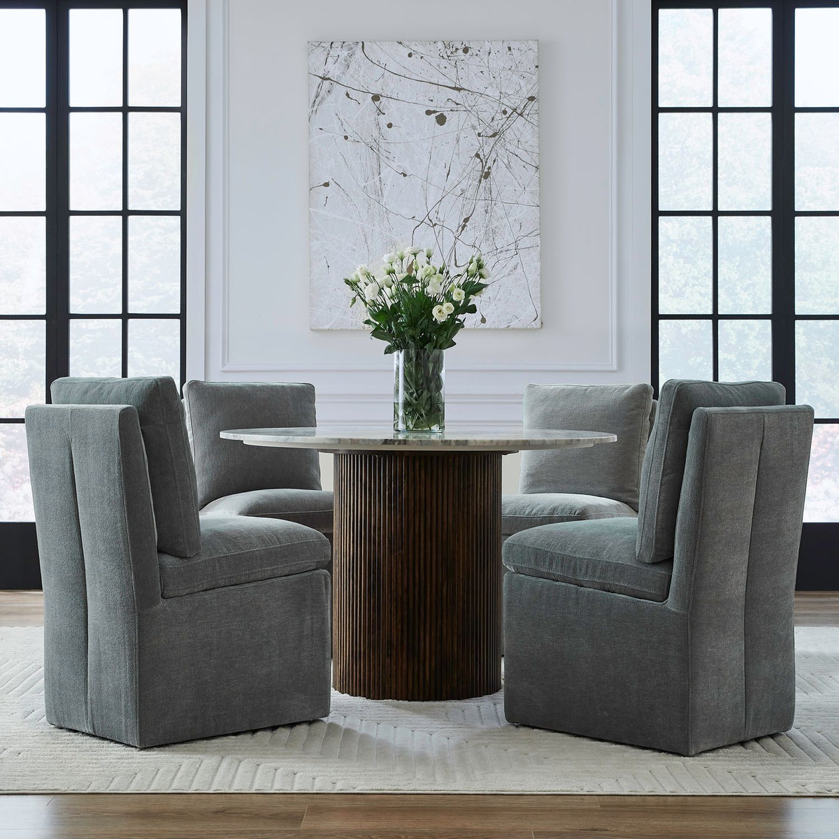 733-ADC90-SP - Accent Dining Chair w/ Casters - Sapphire - Liberty Furniture