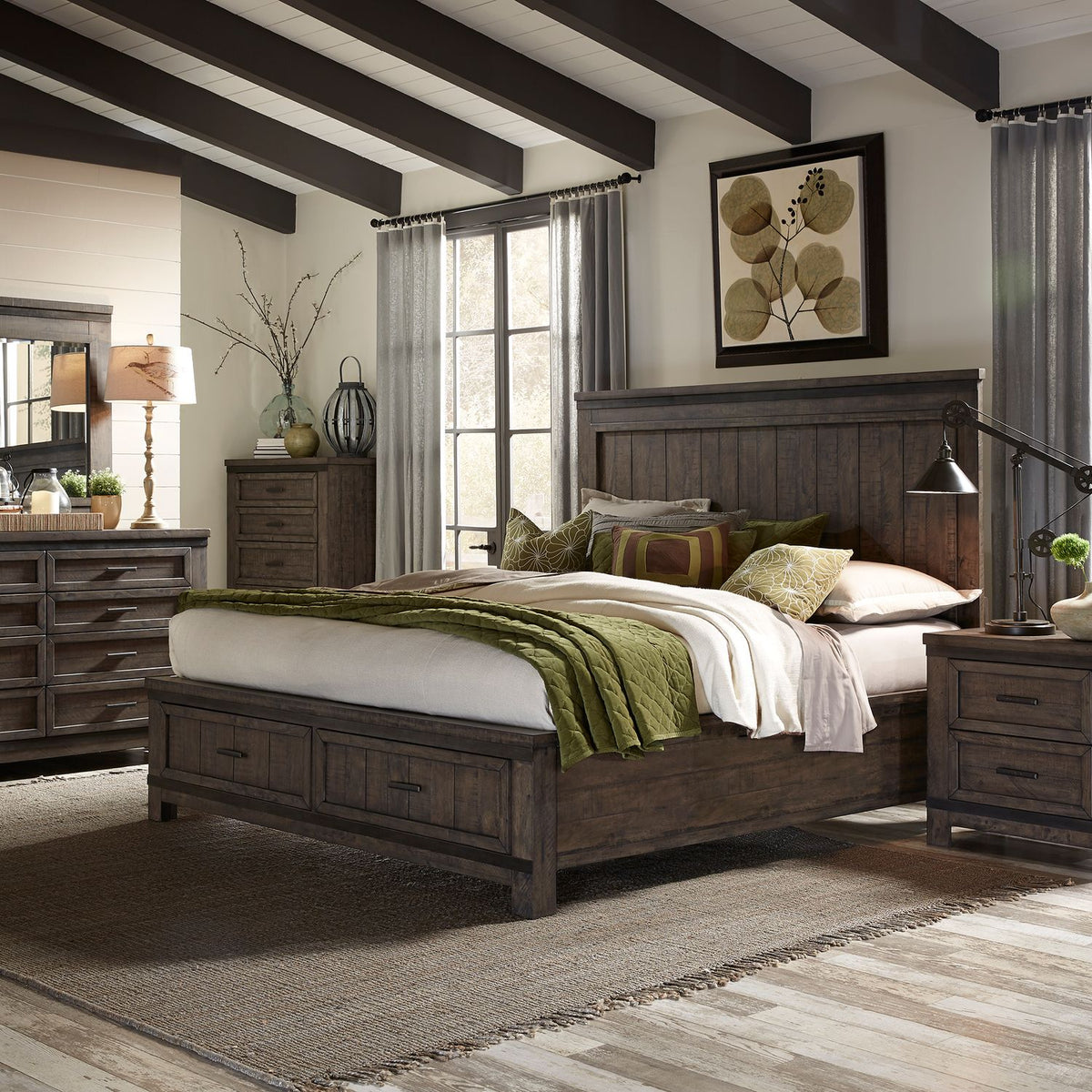 759-BR-K2SDMN - King Two Sided Storage Bed, Dresser & Mirror, Night Stand - Liberty Furniture