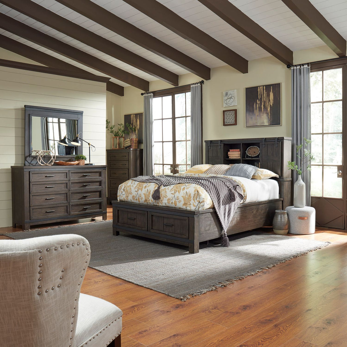 759-BR-KBBDMC - King Bookcase Bed, Dresser & Mirror, Chest - Liberty Furniture
