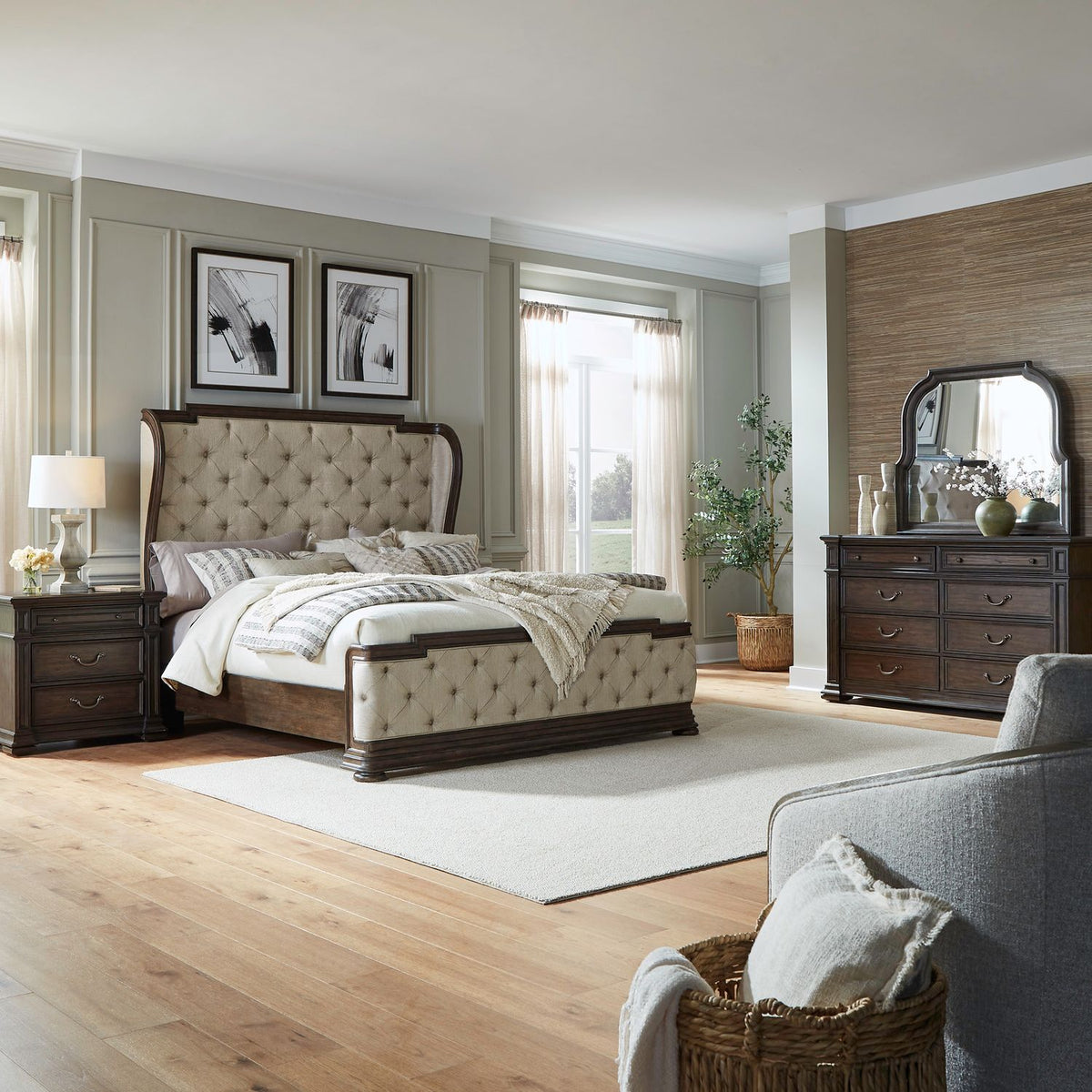 765-BR-QSHDMN - Queen Shelter Bed, Dresser & Mirror, Night Stand - Liberty Furniture