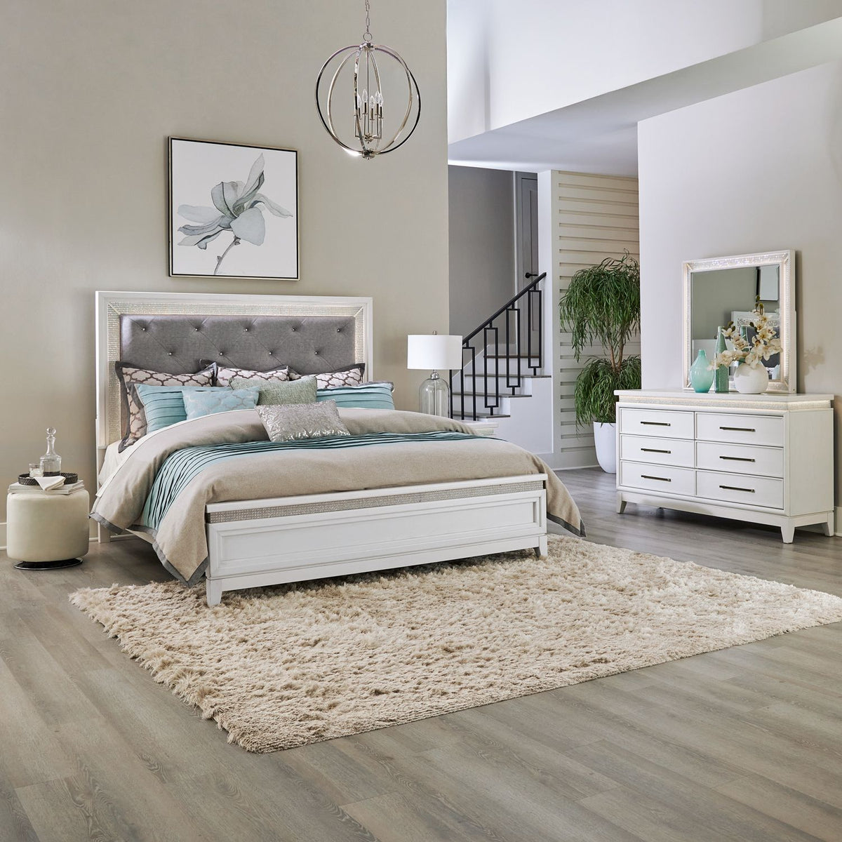 781-BR-CKUBDM - King California Uph Bed, Dresser & Mirror - Liberty Furniture