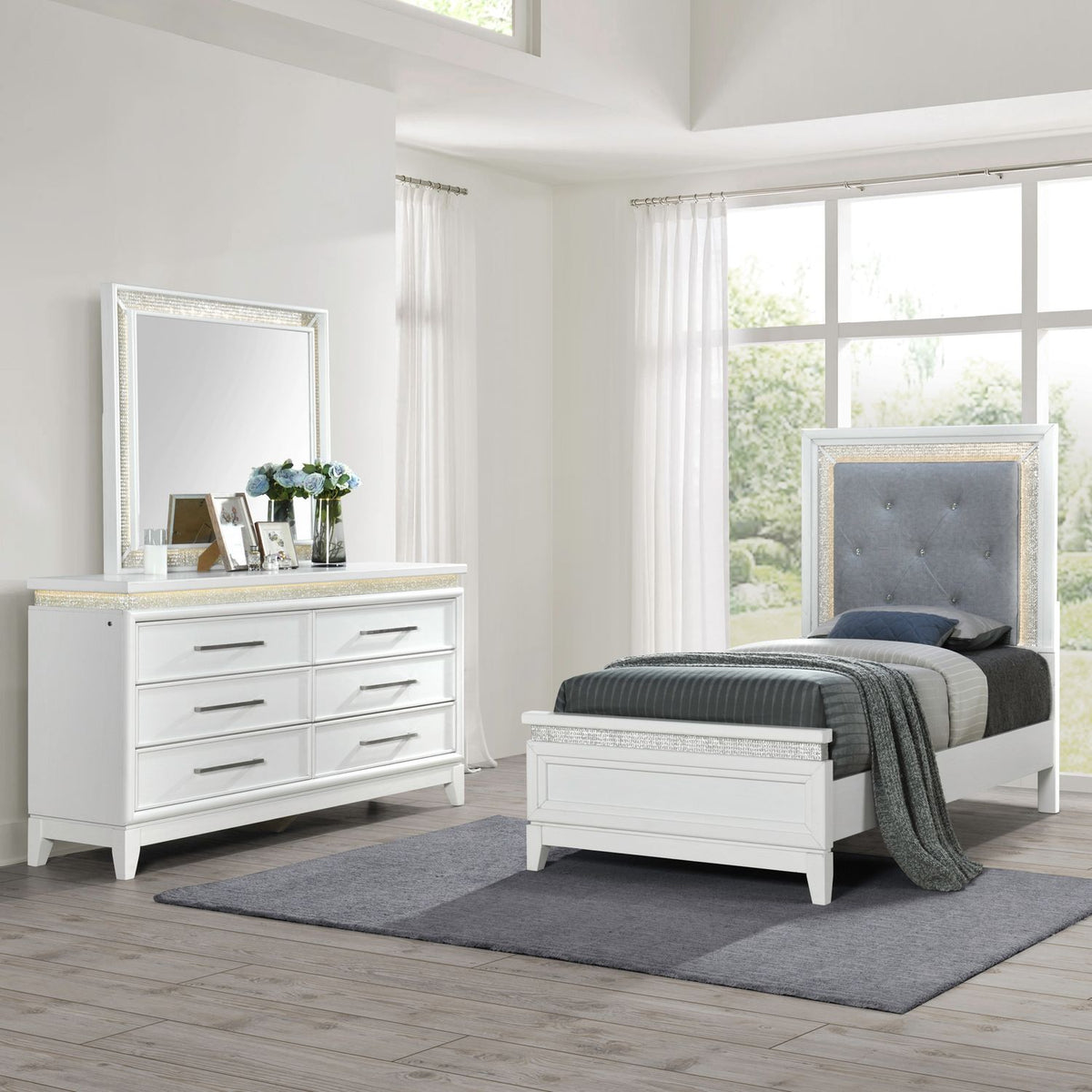 781-YBR-TUBDM - Twin Uph Bed, Dresser & Mirror - Liberty Furniture