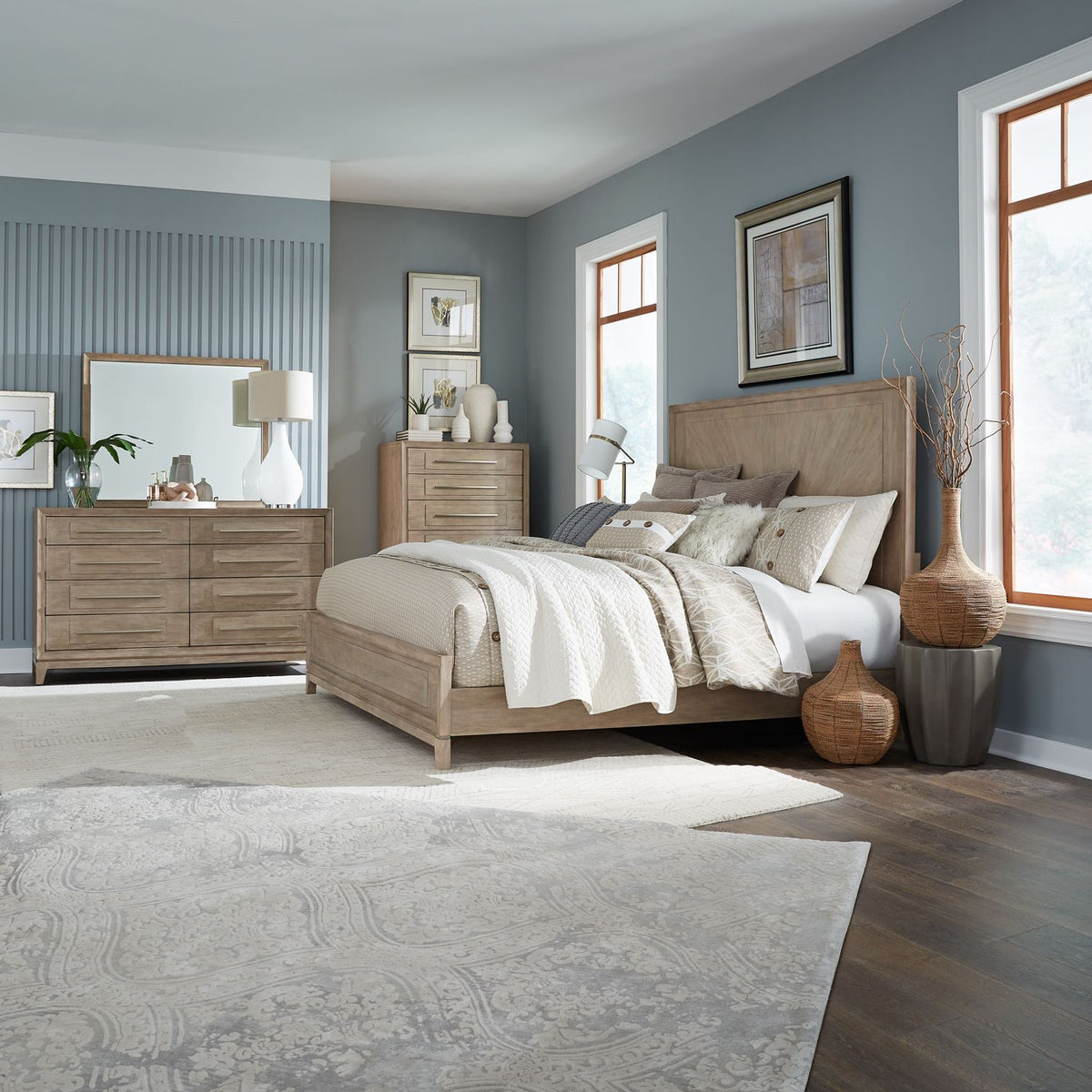 789-BR-CPBDMC - King California Panel Bed, Dresser & Mirror, Chest - Liberty Furniture
