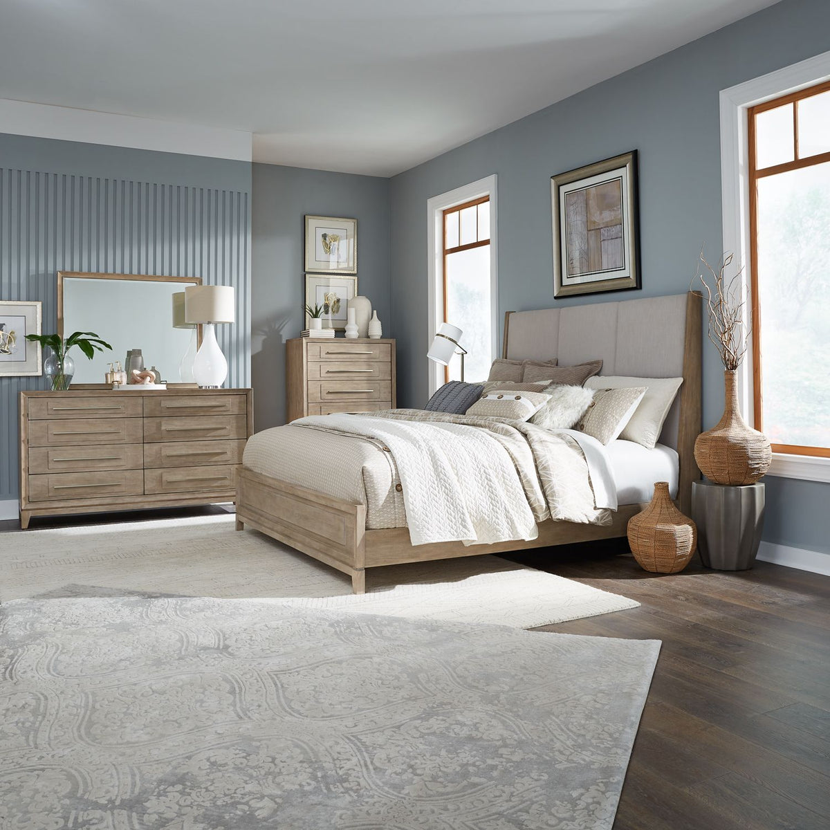 789-BR-QUBDMC - Queen Uph Bed, Dresser & Mirror, Chest - Liberty Furniture