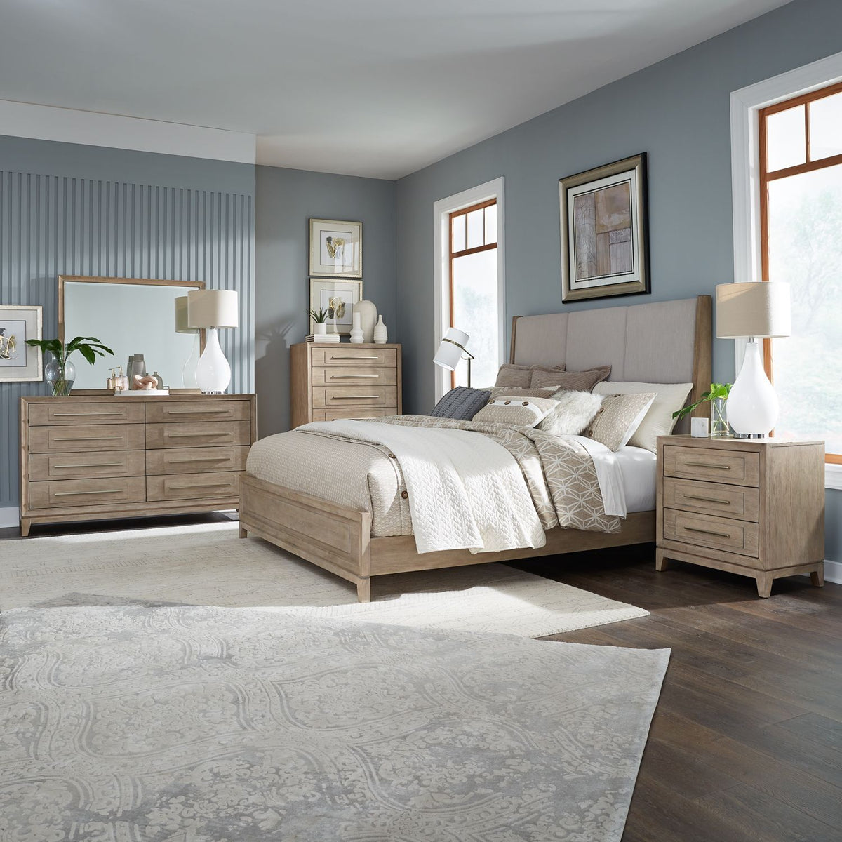 789-BR-QUBDMCN - Queen Uph Bed, Dresser & Mirror, Chest, Night Stand - Liberty Furniture