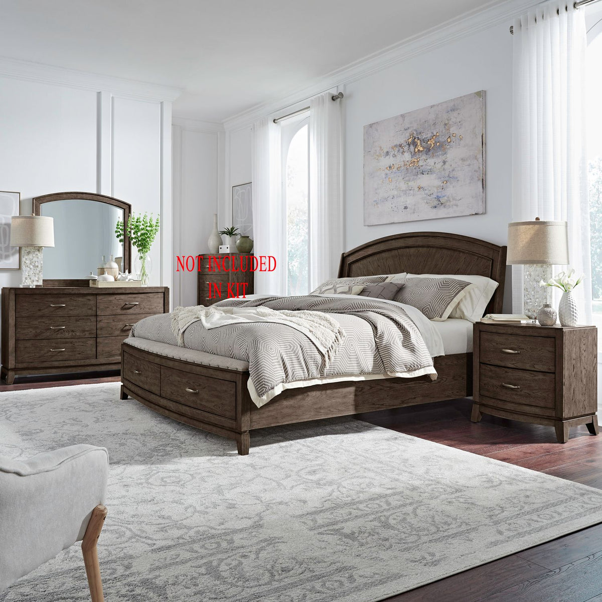 805B-BR-QPBSDMN - Queen Panel Storage Bed, Dresser & Mirror, NS - Liberty Furniture
