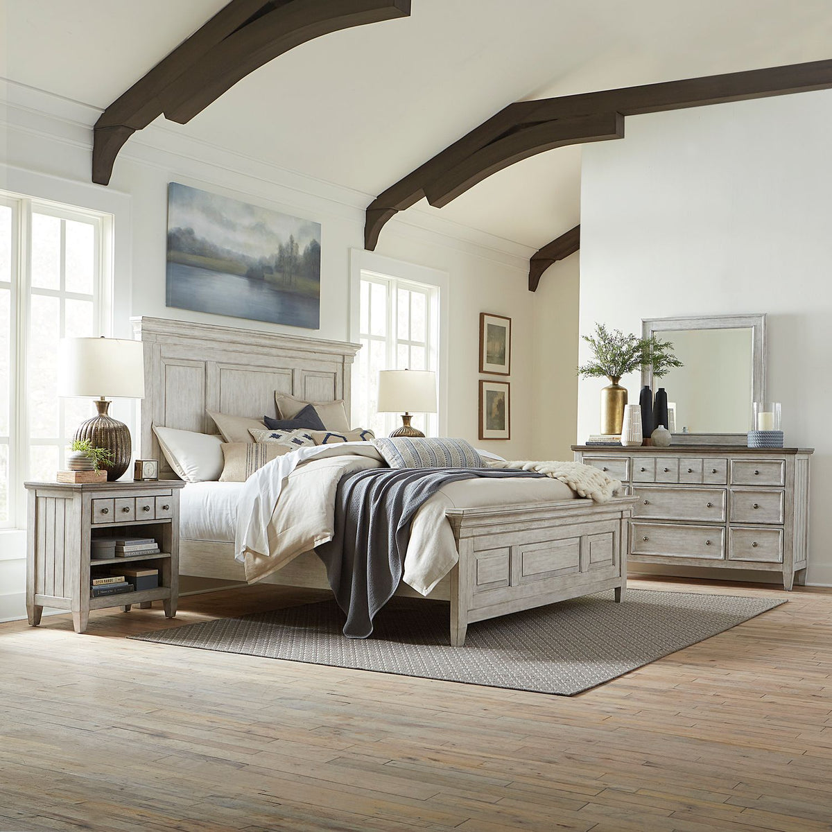 824-BR-CPBDMN - King California Panel Bed, Dresser & Mirror, Night Stand - Liberty Furniture