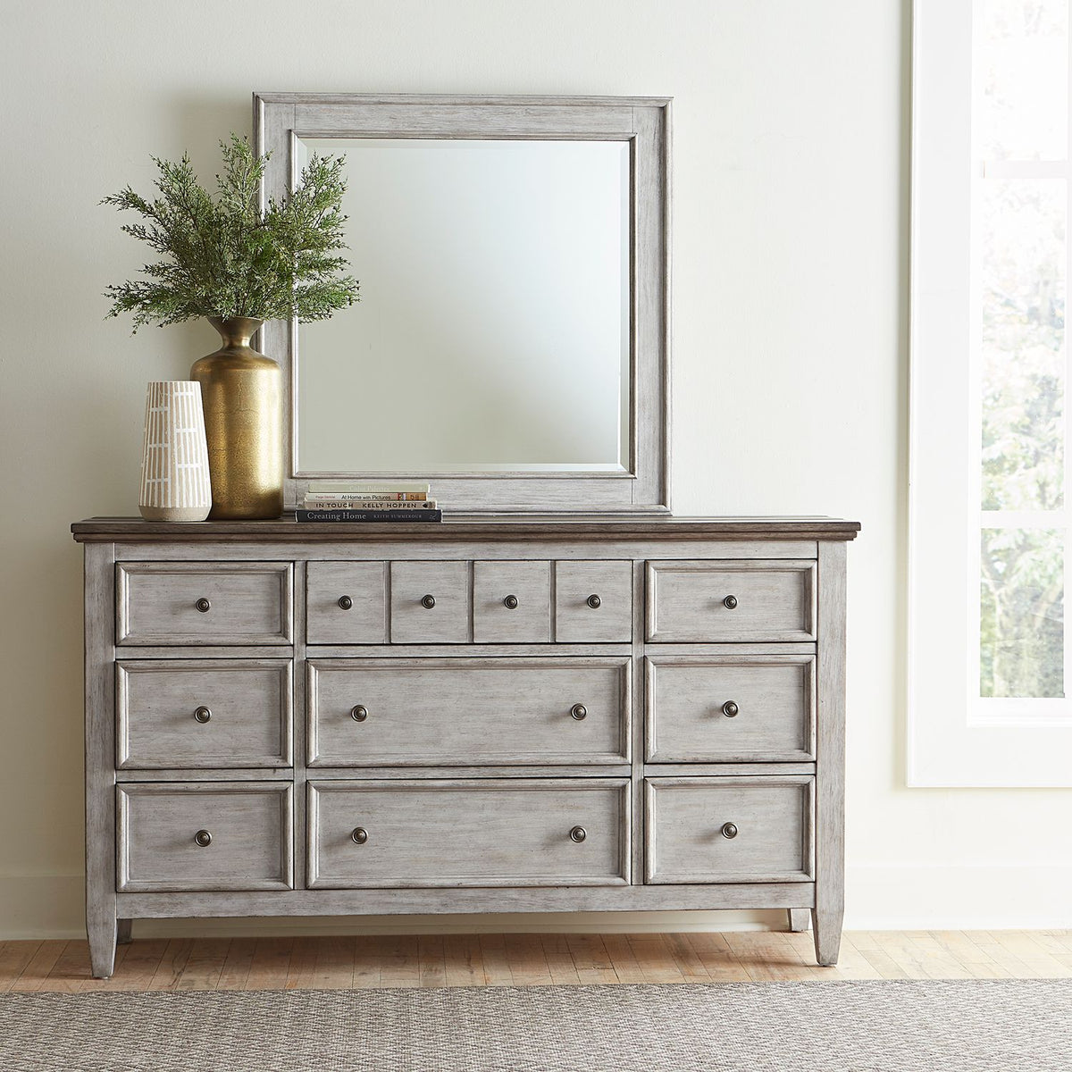 824-BR-OQPBDM - Opt Queen Panel Bed, Dresser & Mirror - Liberty Furniture