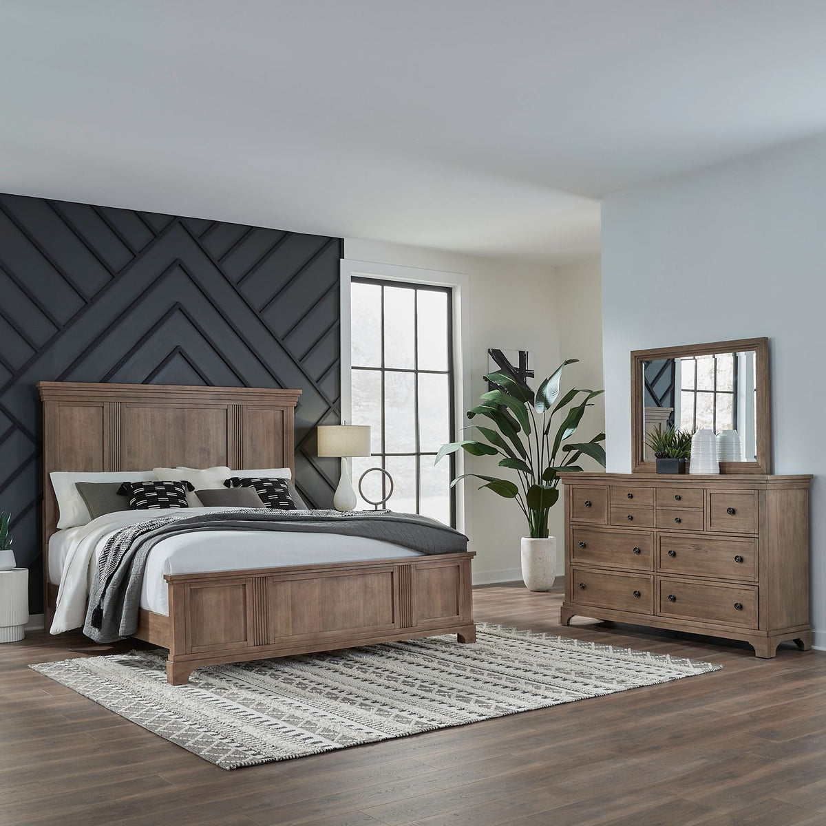 928-BR-KPBDM - King Panel Bed, Dresser & Mirror - Liberty Furniture