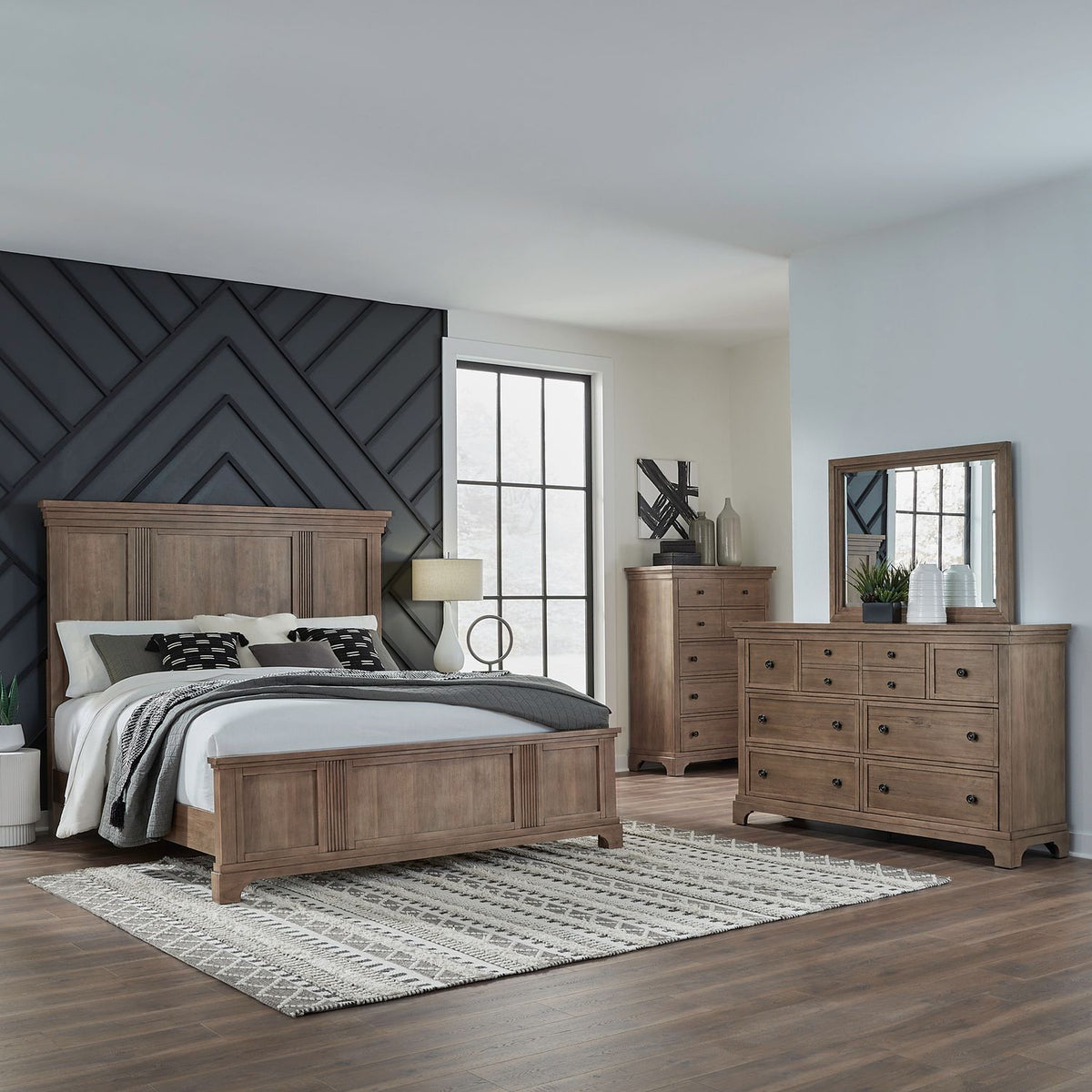 928-BR-QPBDMC - Queen Panel Bed, Dresser & Mirror, Chest - Liberty Furniture