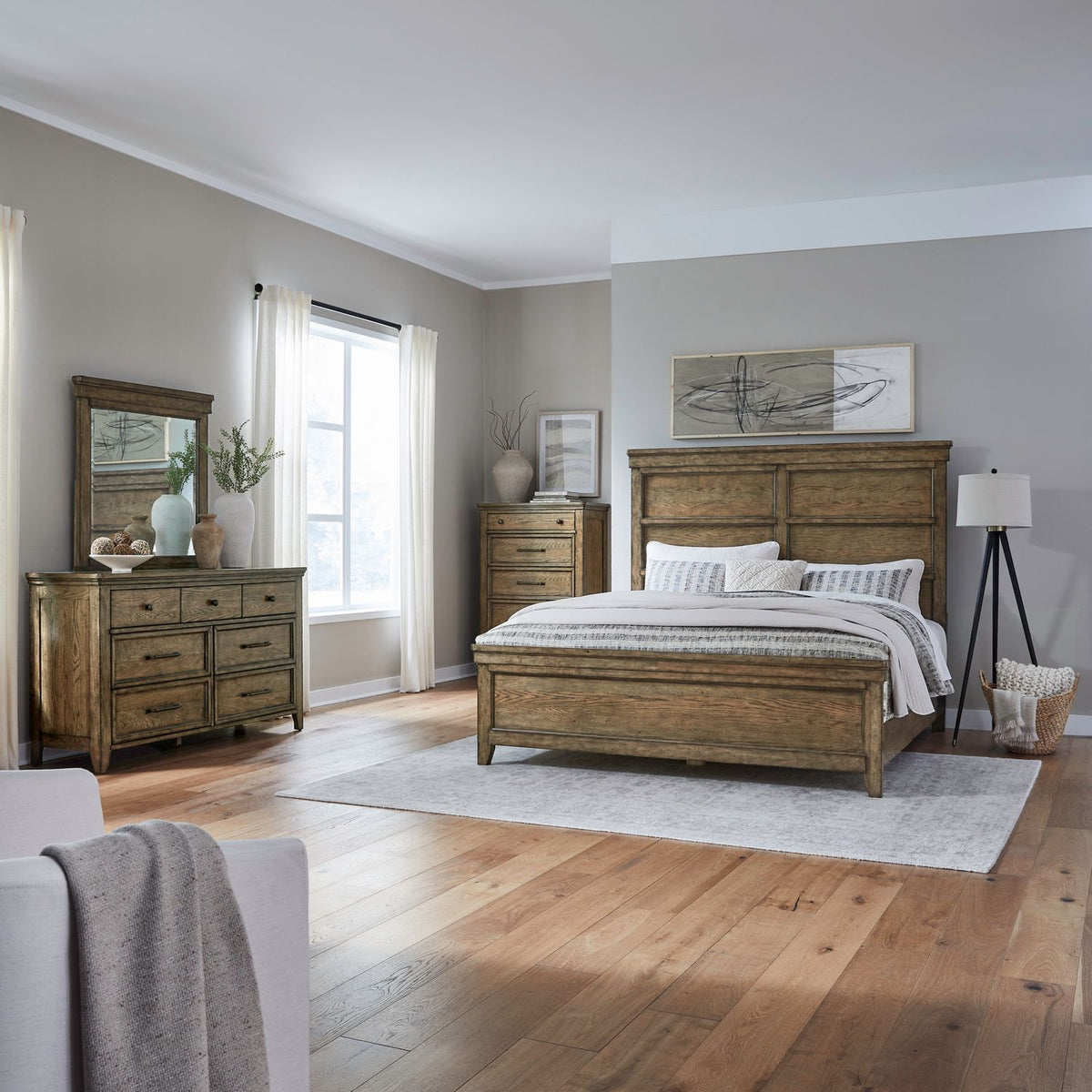 930-BR-QPBDMC - Queen Panel Bed, Dresser & Mirror, Chest - Liberty Furniture