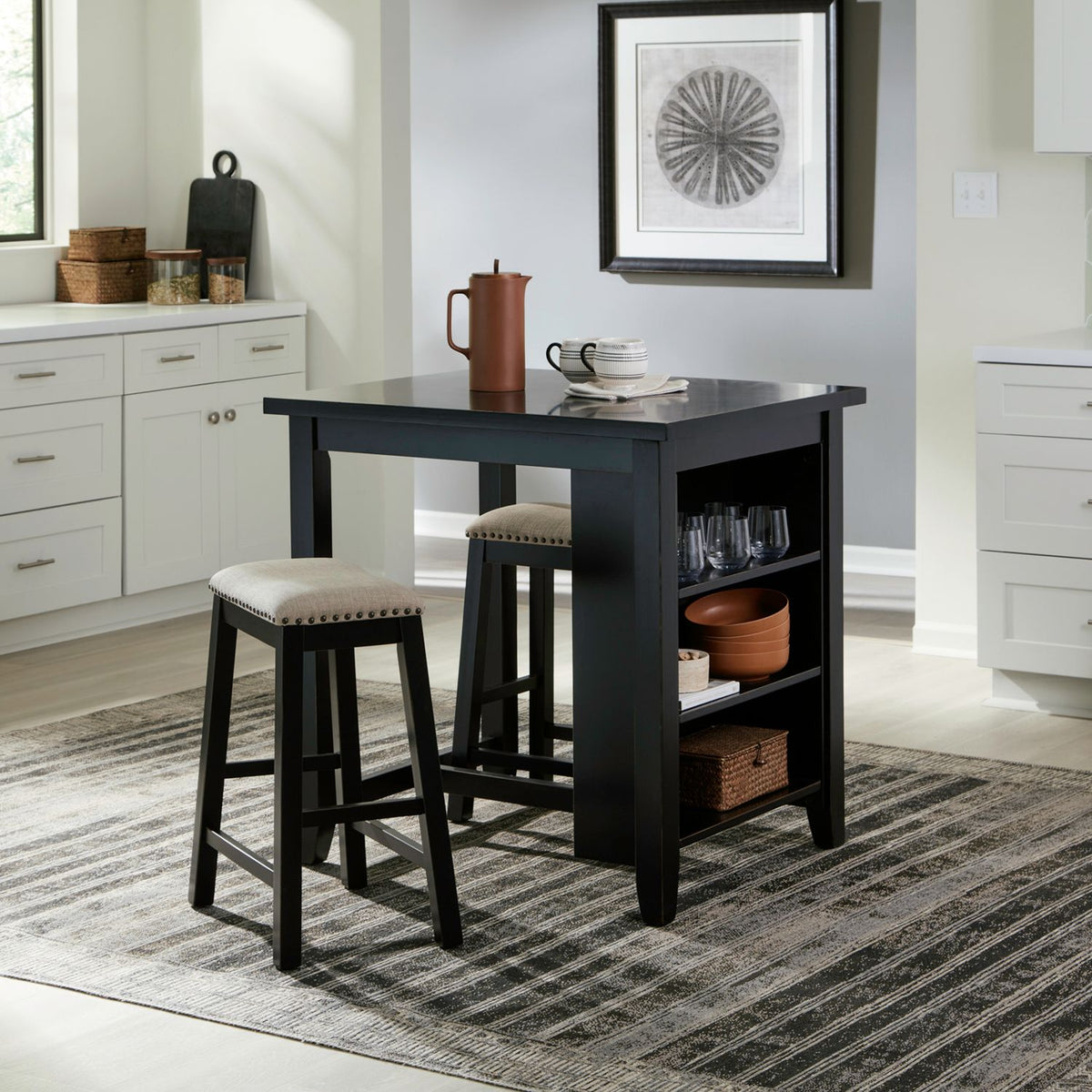 942B-CD-3CTS - 3 Piece Counter Set - Black - Liberty Furniture