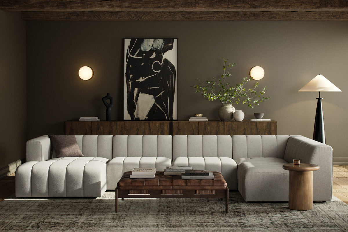 Langham Channeled 5pc Laf Chaise Sectional