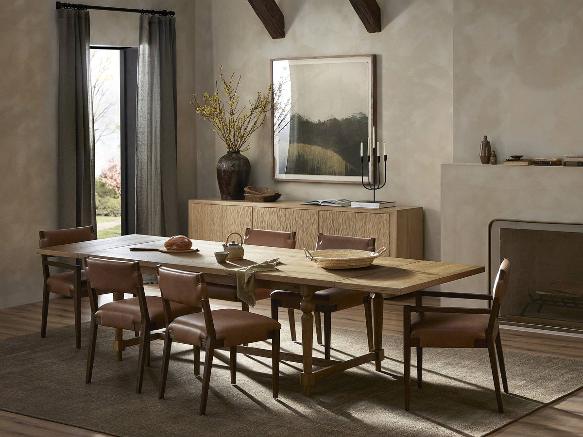 a dining table in a room