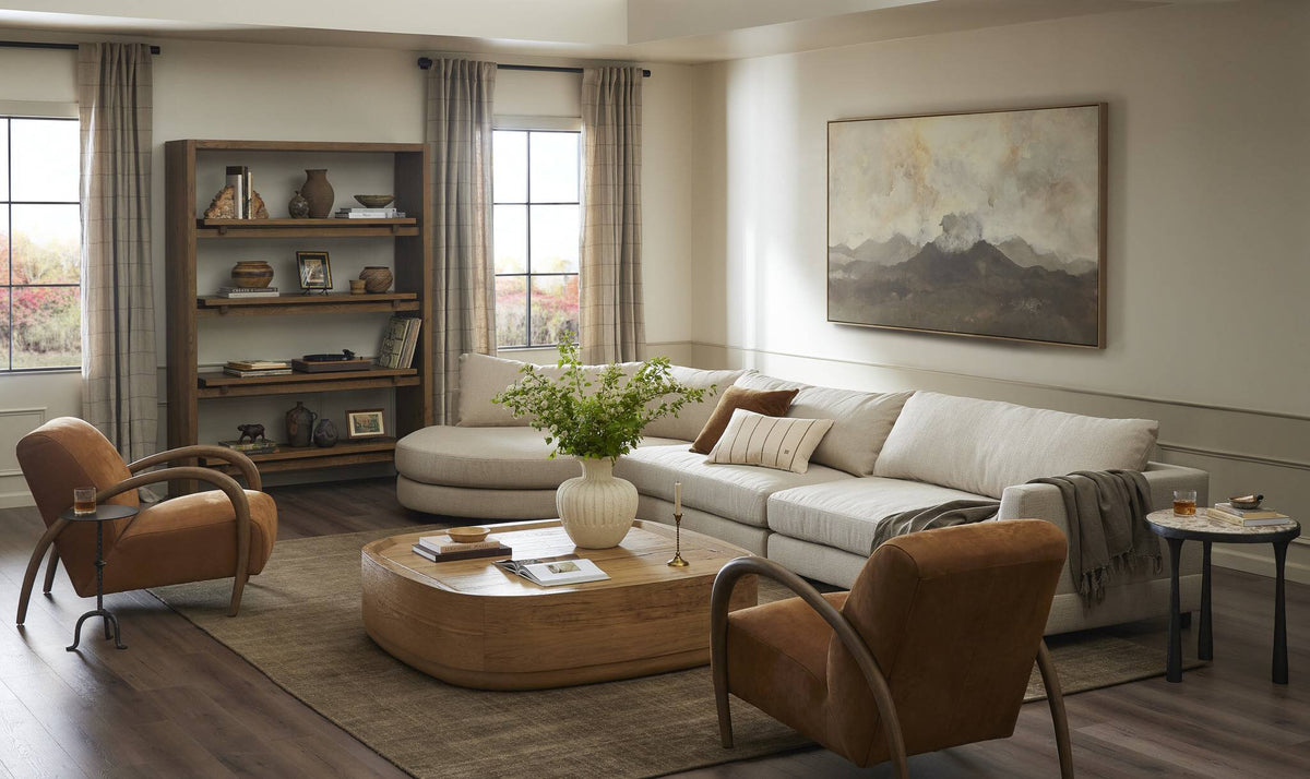 a living room with a couch and a coffee table