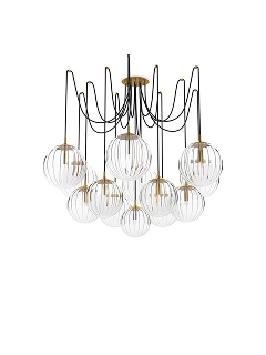 a chandelier with clear glass balls