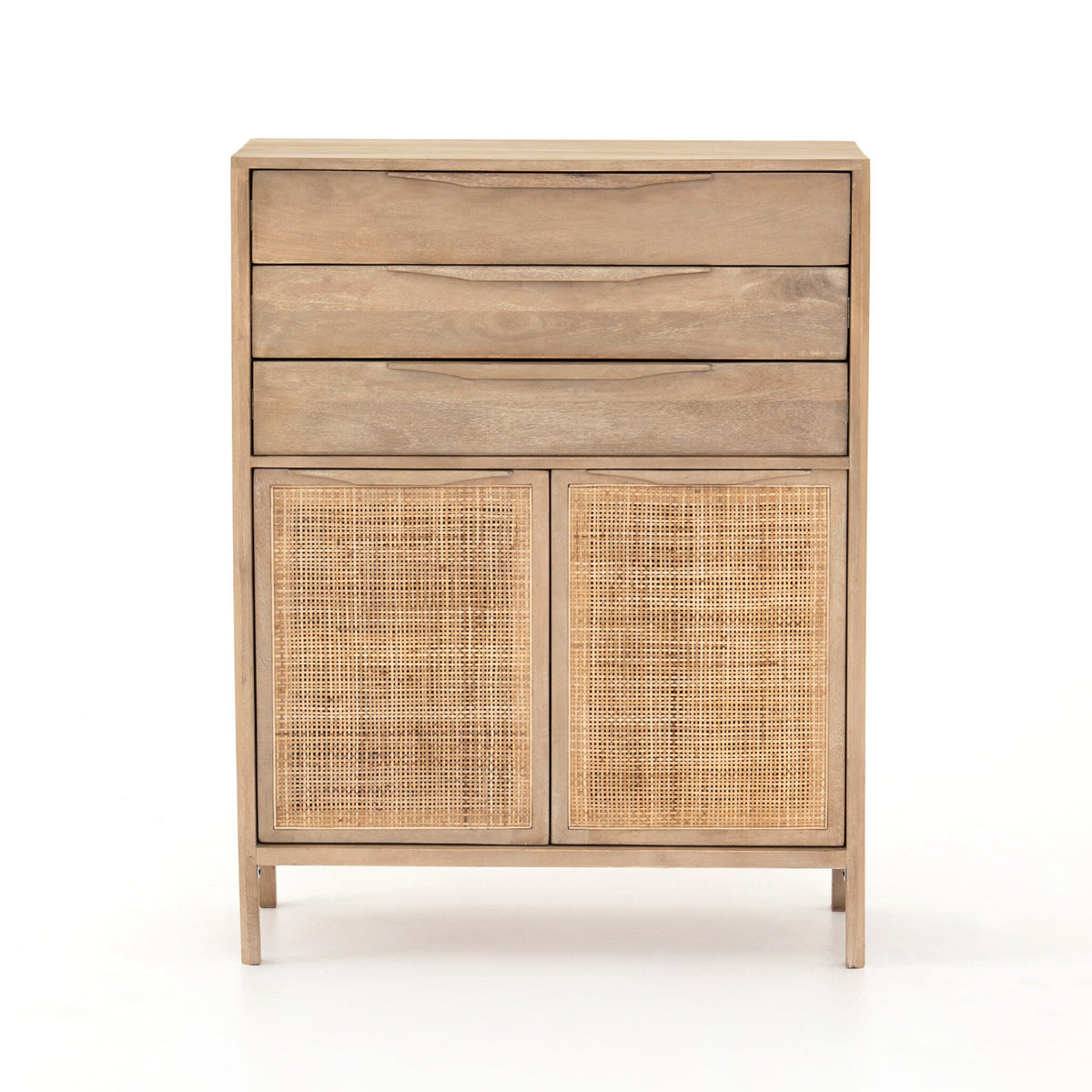 a wooden cabinet with two drawers