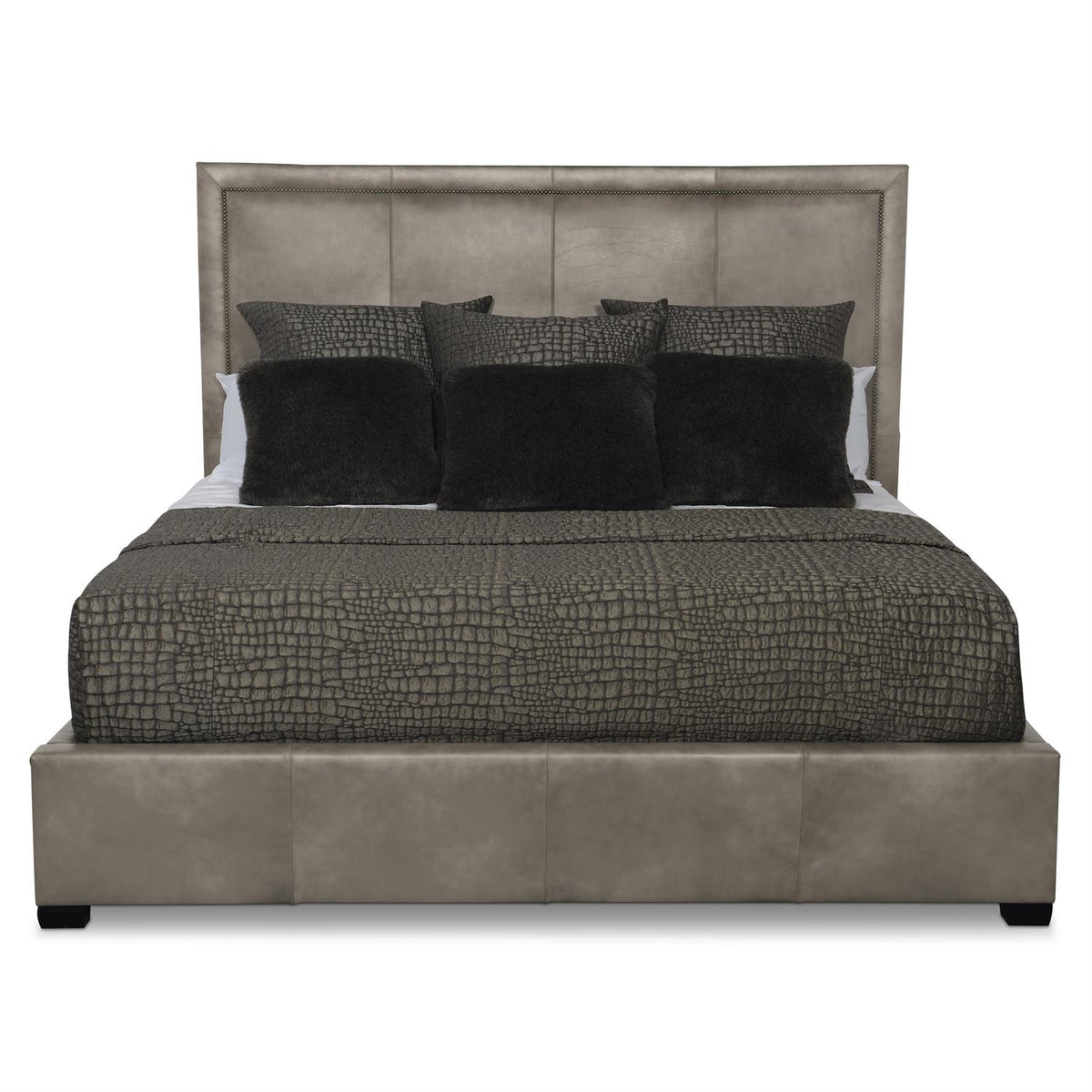 Morgan Leather Panel Bed Queen (54" H)