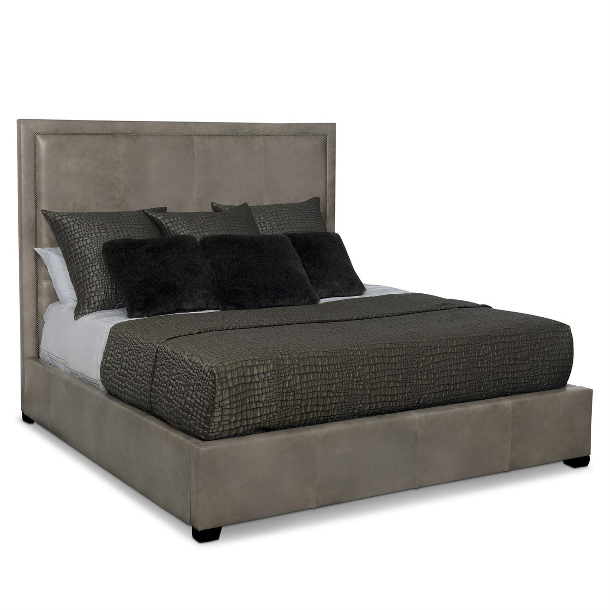 Morgan Leather Panel Bed Queen (64" H)