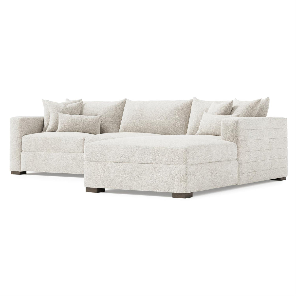 Helena Fabric Sectional Wood Foot