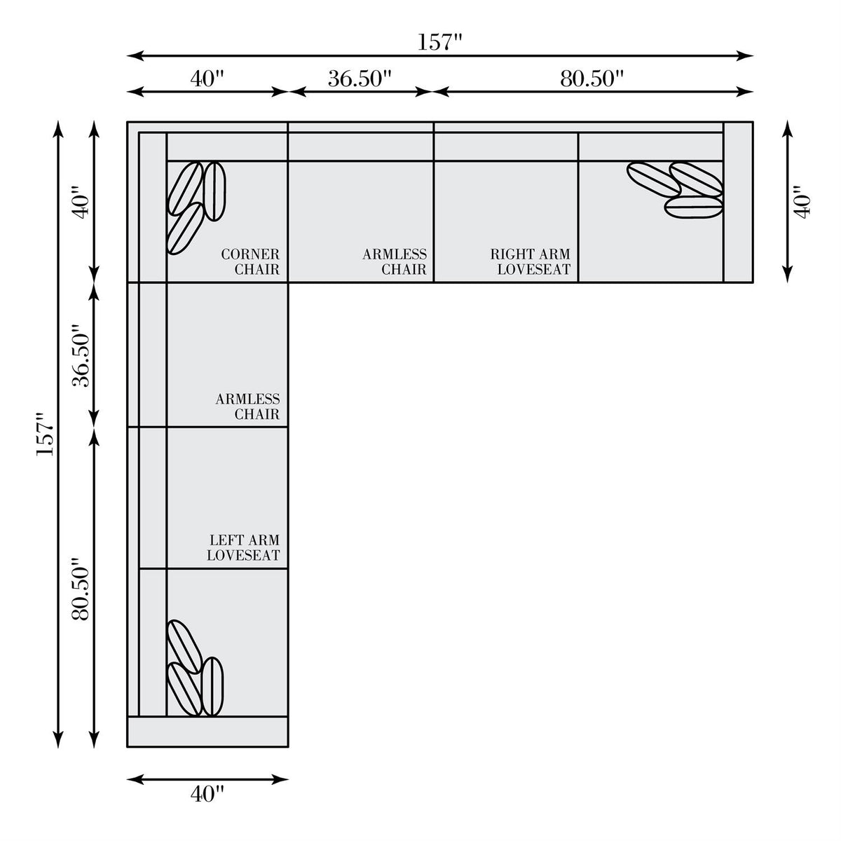 Helena Fabric Sectional Metal Foot