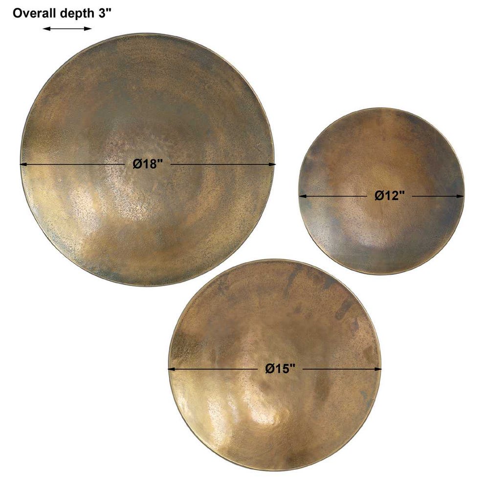 Aitana Metal Wall Decor - Antique Brass, S/3