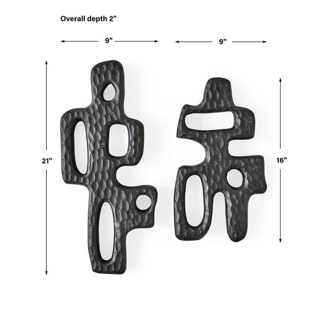 Chiseled Silhouette Wall Sculptures, S/2