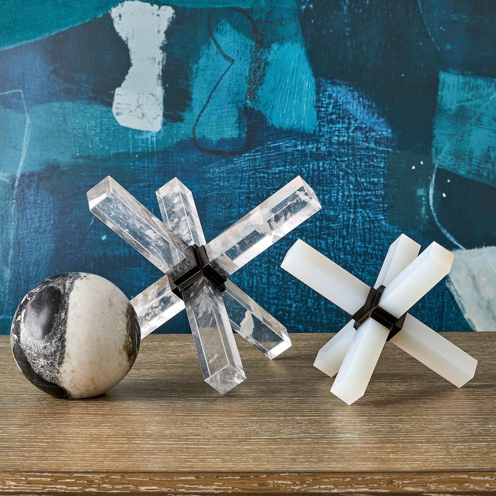 Double Cross Sculpture - Opaline Crystal