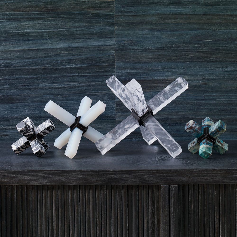 Double Cross Sculpture - Faux Quartz Crystal