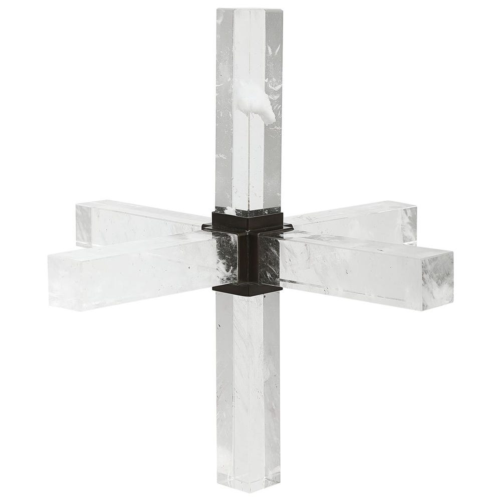 Double Cross Sculpture - Faux Quartz Crystal