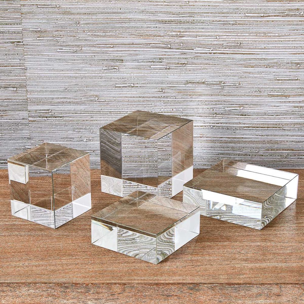 Square Risers/Sculptures, S/2 - Crystal