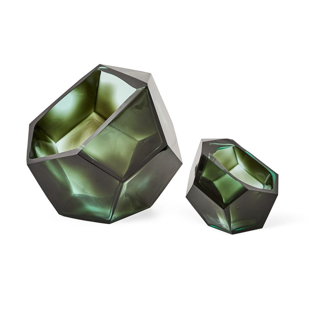 Emerald Short Vases, S/2