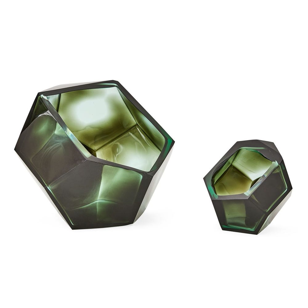 Emerald Short Vases, S/2