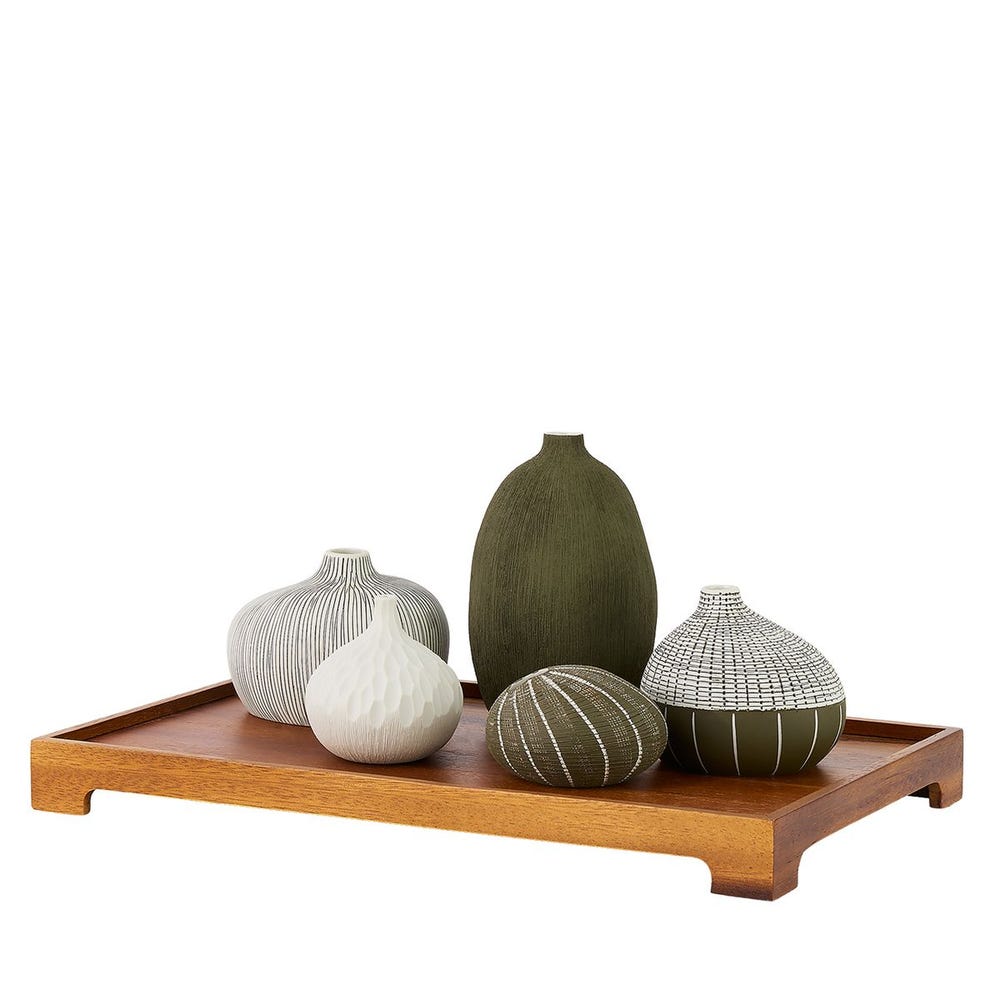 Nestling Vases - Forest, S/5 Plus Tray