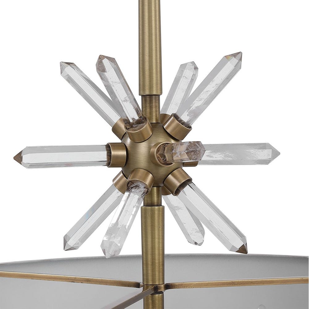 Star Quartz, 6 Lt Pendant - Antique Brass