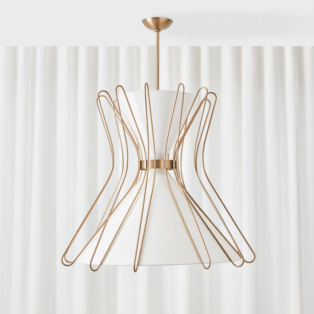 Boomerang, 4 Lt Pendant - Brass Grande