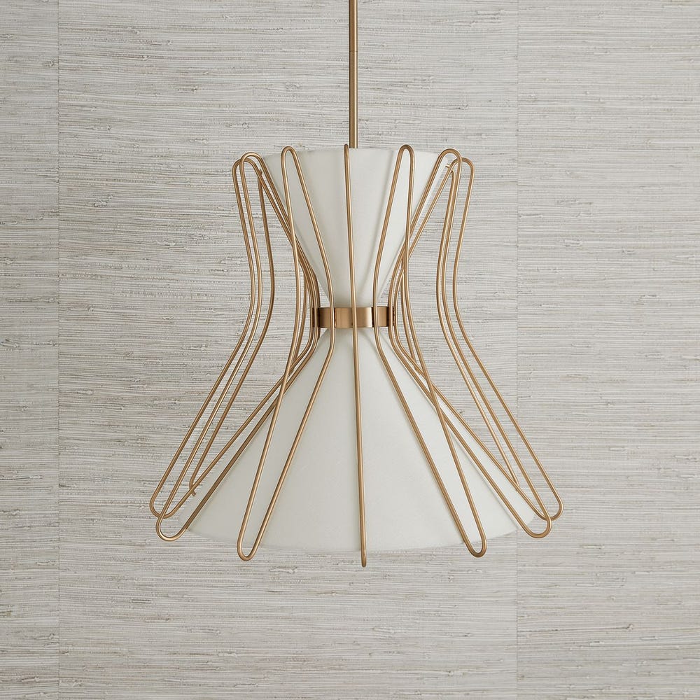 Boomerang, 4 Lt Pendant - Brass Medium
