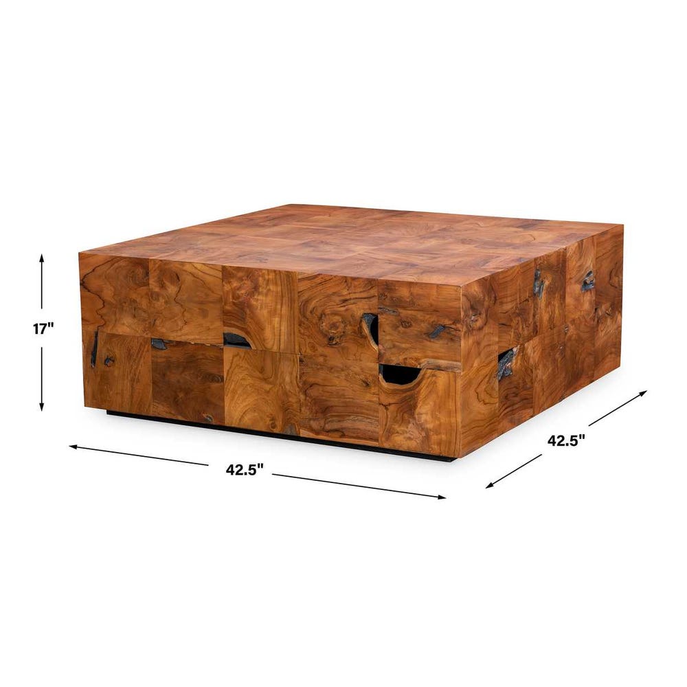 Teak Tac Toe Coffee Table - Caramel