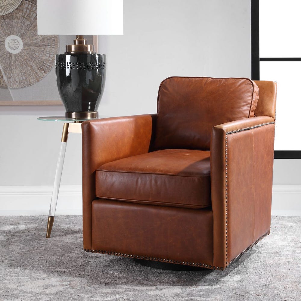 Roosevelt Swivel Chair - Cognac