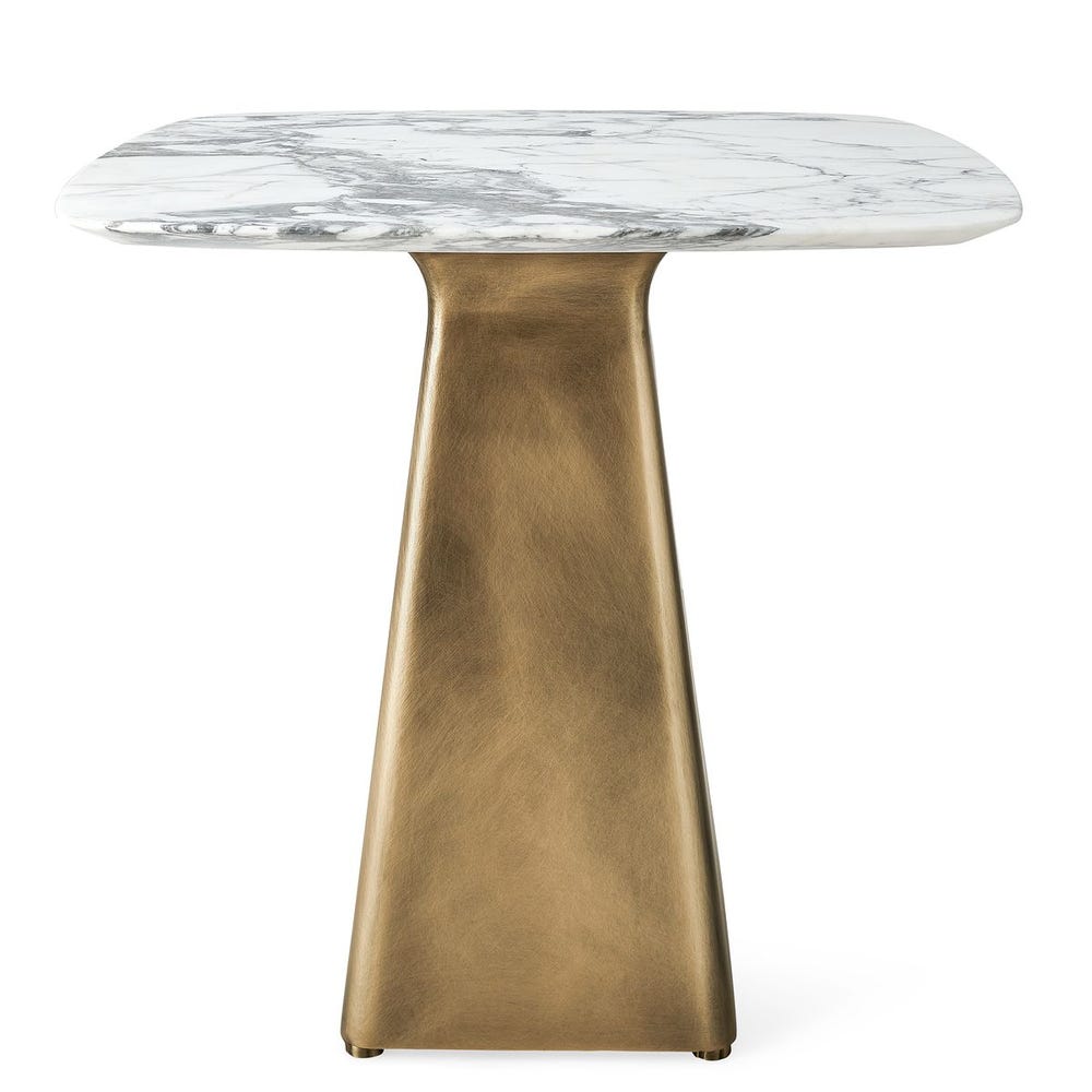 Equilateral Side Table - Arabescato/Brass, 2 Cartons