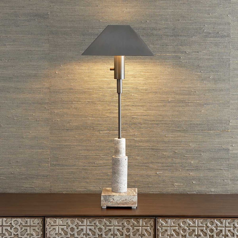 Telescope Buffet Lamp - Gray Travertine/Bronze