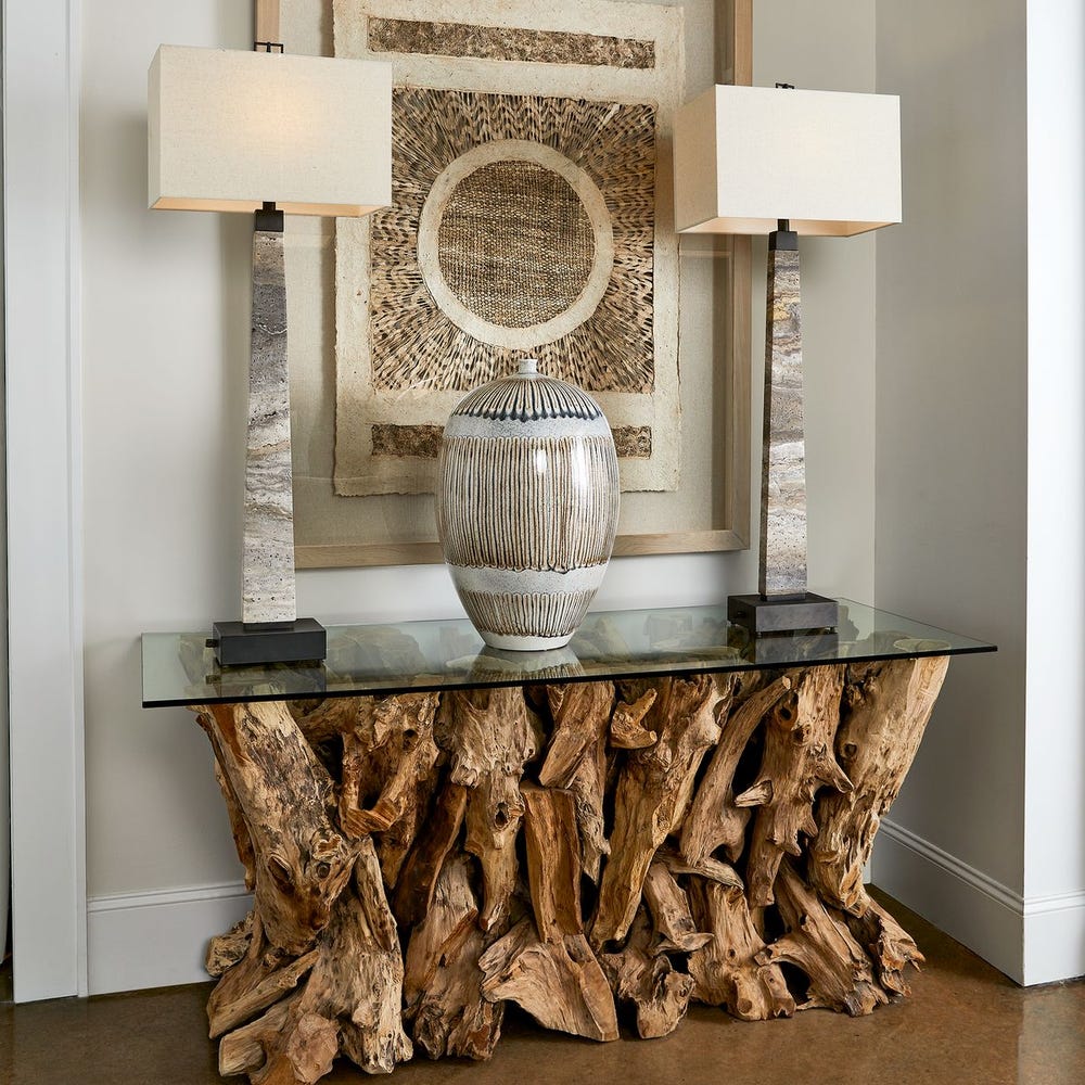 Spire Buffet Lamp - Rustic Gray Stone/Bronze