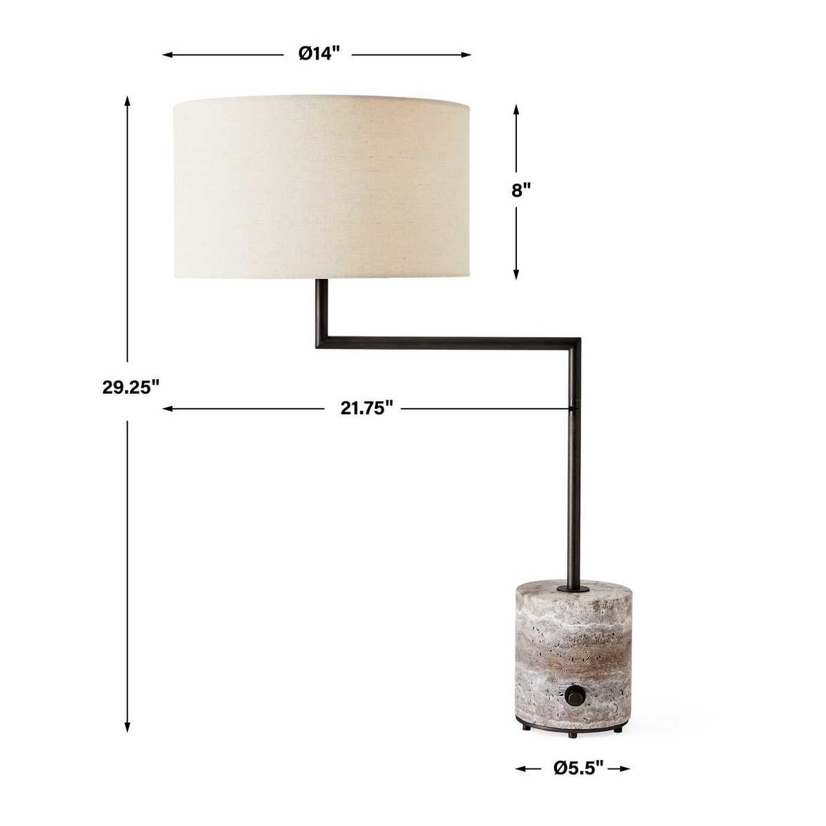 Pivot Table Lamp - Travertine/Bronze