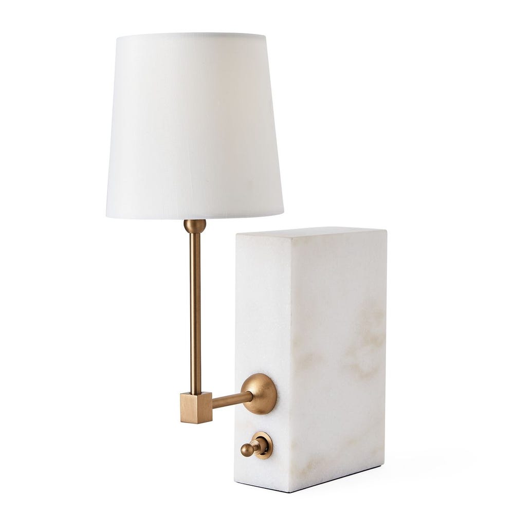 On a Shelf Mini Lamp - White Marble/Brass