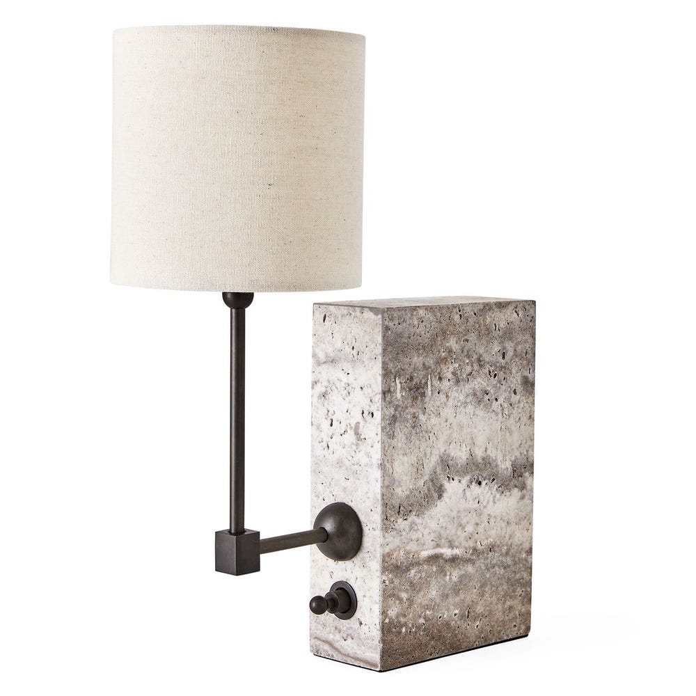 On a Shelf Mini Lamp - Travertine/Bronze
