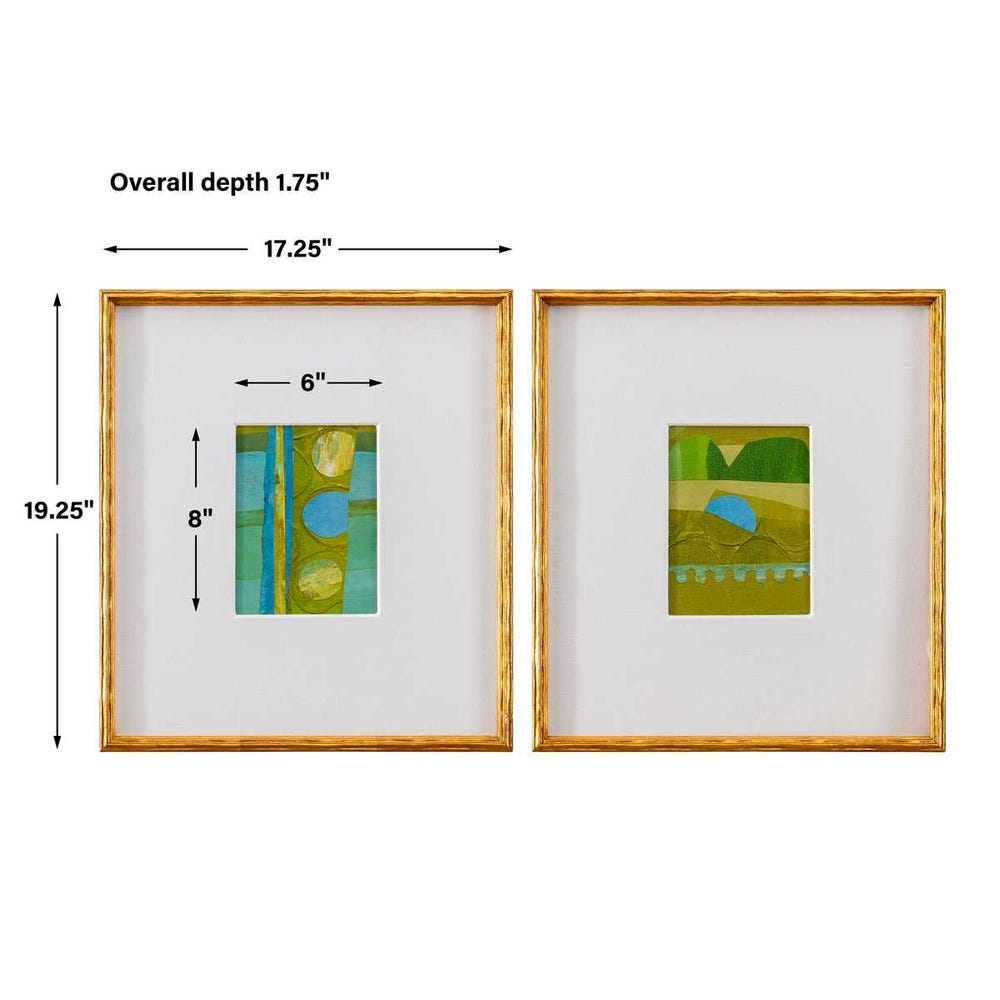 Petite Bijoux Framed Canvases - Lime, S/2